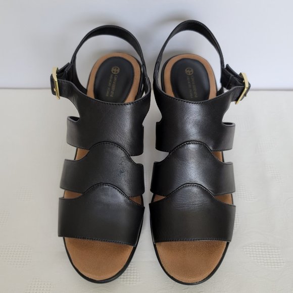 GIANI BERNINI Wirla Platform Wedge Leather Sandals- Black color- Women's Size 9M - Picture 13 of 15